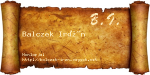 Balczek Irén névjegykártya